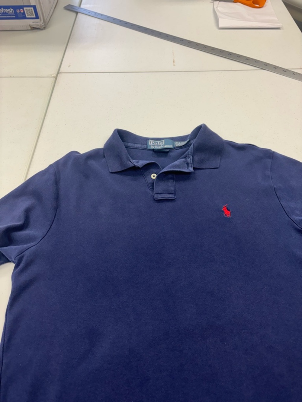 RALPH LAUREN POLO CUSTOM FIT SHIRT MEN SIZE MEDIUM NAVY BLUE  RED PONY